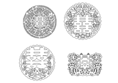 線切割2D-雙喜,線切割圖紙免費下載